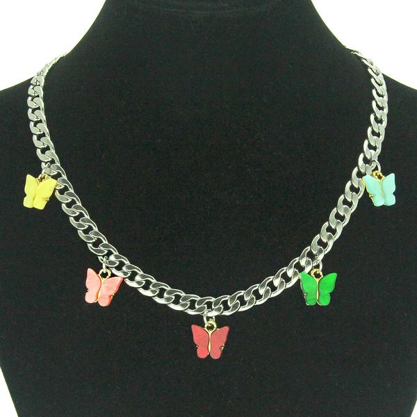 hip hop rapper collarbone chain choker hipster colored butterfly glossy stainless steel cuban necklace night club jewelry 1364, Silver
hip hop rapper collarbone chain choker hipster colored butterfly glossy stainless steel cuban necklace night club jewelry 1364, Silver