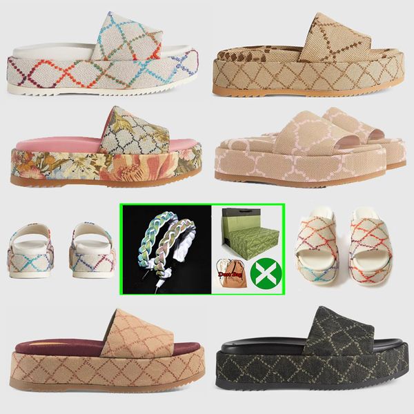 slipper womens fashion embroidered canvas designer slides slip on slippers girls 60mm canvas covered platform sandals dust bags, Black
slipper womens fashion embroidered canvas designer slides slip on slippers girls 60mm canvas covered platform sandals dust bags, Black