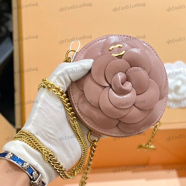 designer ladies round cake makeup bag leather three-dimensional camellia hardware metal c button small pendant classic gold chain crossbody
designer ladies round cake makeup bag leather three-dimensional camellia hardware metal c button small pendant classic gold chain crossbody