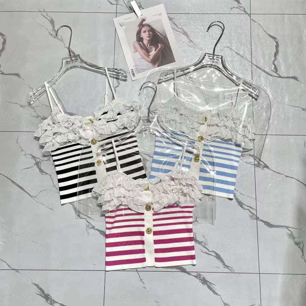 23ss womens knits womens designer clothing lace striped sling knitted vest womens clothes, White
23ss womens knits womens designer clothing lace striped sling knitted vest womens clothes, White