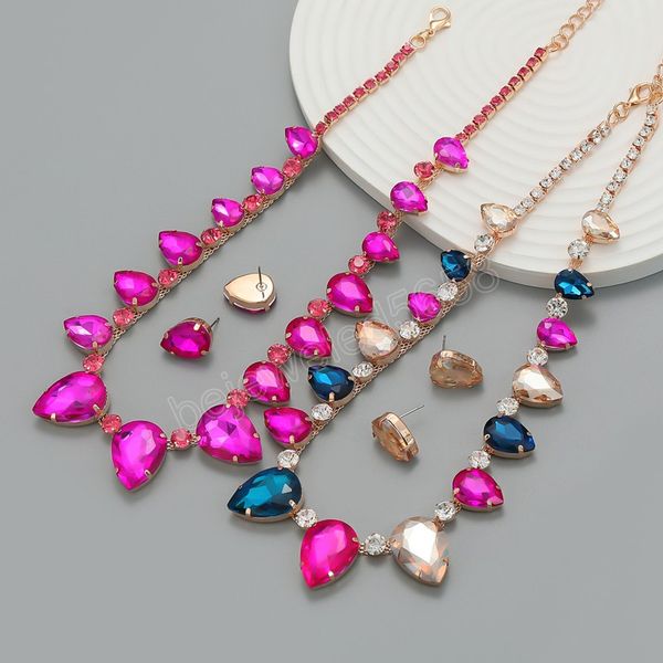 trendy metal glass water drop necklace earrings set bridal wedding party jewelry women's charm accessories gift, Silver
trendy metal glass water drop necklace earrings set bridal wedding party jewelry women's charm accessories gift, Silver