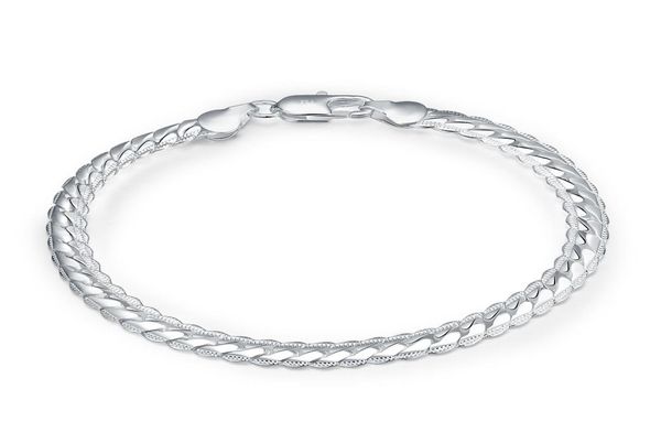 925 silver plated bracelets 5mm flat chain bracelet simple geometry bangle chain bracelets men jewelry h1996650711, Black
925 silver plated bracelets 5mm flat chain bracelet simple geometry bangle chain bracelets men jewelry h1996650711, Black