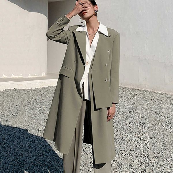 irregular strap design feels gray green windbreaker for women's korean lapel pocket long pu jacket spring new leather jackets leggings, Black
irregular strap design feels gray green windbreaker for women's korean lapel pocket long pu jacket spring new leather jackets leggings, Black