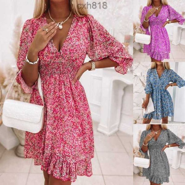 2022 women's new mid length dress waist pullover bohemian printed short sleeve fragmented flower dress women clothes, Black;gray
2022 women's new mid length dress waist pullover bohemian printed short sleeve fragmented flower dress women clothes, Black;gray