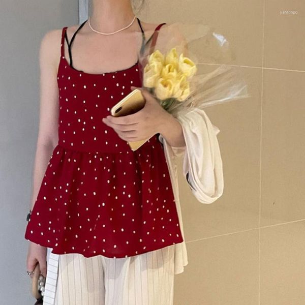 womens tanks duofan red polka dot suspender camis vest 2023 summer sleeveless shirt fashion versatile loose fitting outerwear, White
womens tanks duofan red polka dot suspender camis vest 2023 summer sleeveless shirt fashion versatile loose fitting outerwear, White
