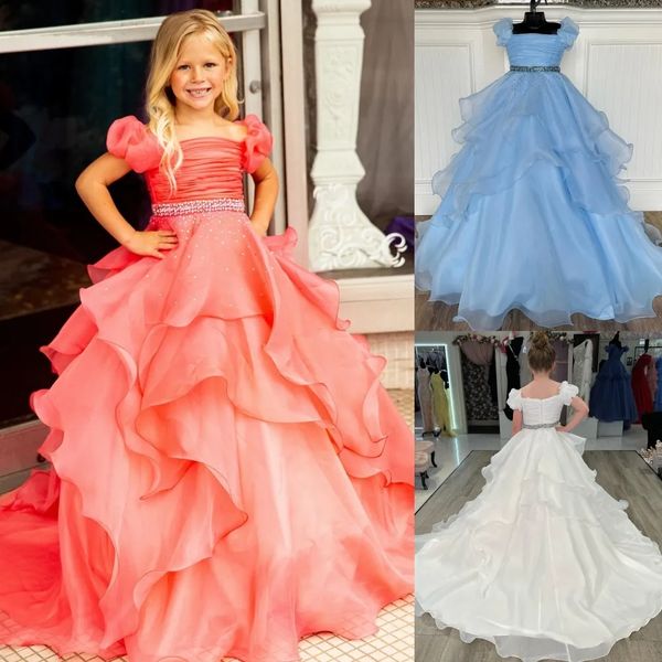coral ballgown girl pageant dress puff sleeve ruffle layer little kid birthday formal party gown infant toddler teens tiny young junior miss, White;blue
coral ballgown girl pageant dress puff sleeve ruffle layer little kid birthday formal party gown infant toddler teens tiny young junior miss, White;blue
