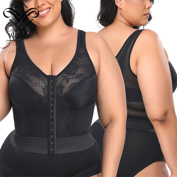 border lace wireless body shaping underwear front row buttons big cup shapewear bra sports support bra, Black;white
border lace wireless body shaping underwear front row buttons big cup shapewear bra sports support bra, Black;white