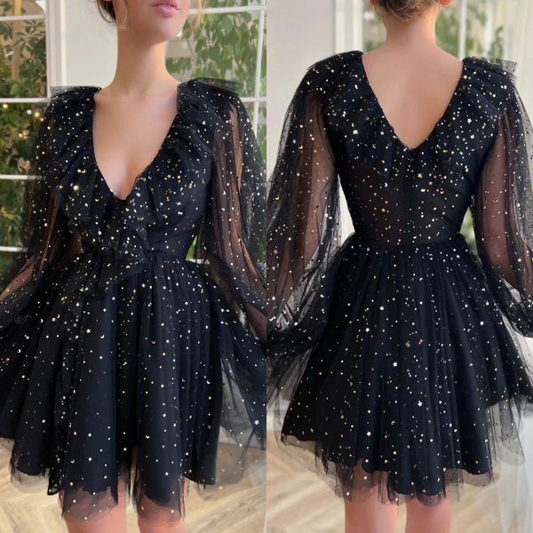 sweet black short homecoming dresses sequins v neck long sleeves mini cocktail homecoming dress a line, Blue;pink
sweet black short homecoming dresses sequins v neck long sleeves mini cocktail homecoming dress a line, Blue;pink
