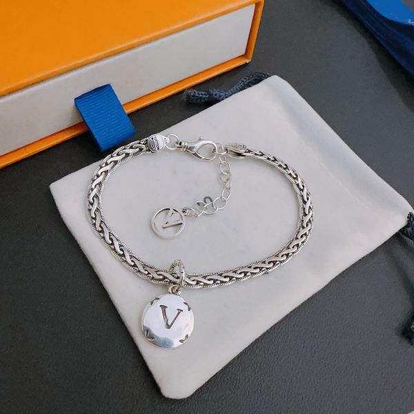 designer charm bracelet chain silver plated 316l stainless steel bracelets v letter round hang tag chains fashion jewelry, Black
designer charm bracelet chain silver plated 316l stainless steel bracelets v letter round hang tag chains fashion jewelry, Black
