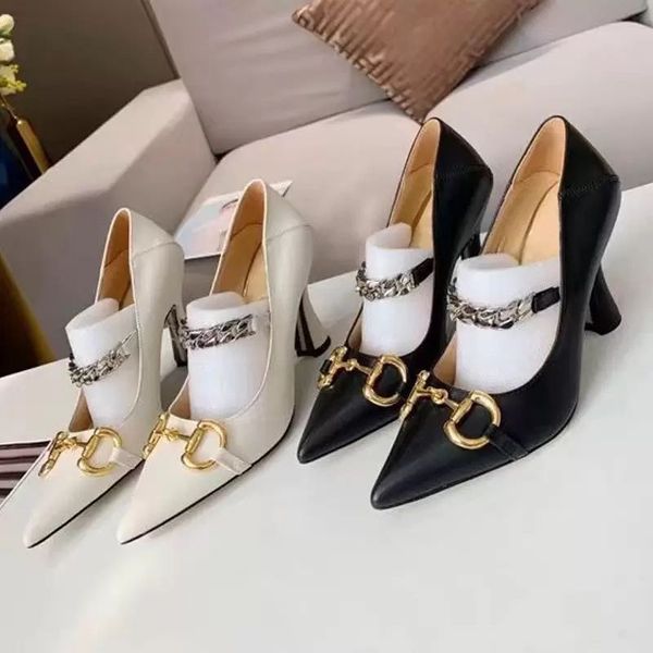 classic high heeled boat shoe designer leather thick heel heels 10cm 100% cowhide metal button pointed shoes chain women dress shoes large s, Black
classic high heeled boat shoe designer leather thick heel heels 10cm 100% cowhide metal button pointed shoes chain women dress shoes large s, Black