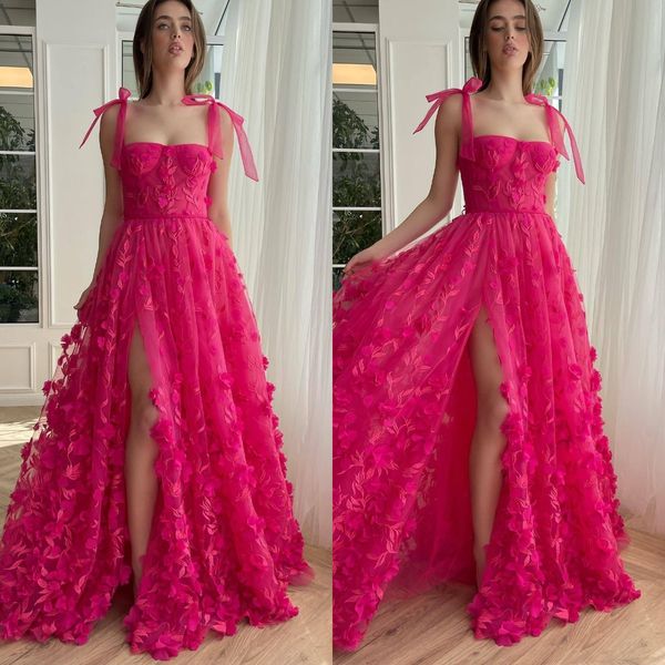 rosy pink prom dresses spaghetti floral appliques evening gowns slit semi formal red carpet long special occasion dress, Black
rosy pink prom dresses spaghetti floral appliques evening gowns slit semi formal red carpet long special occasion dress, Black