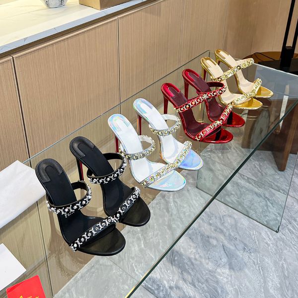 leather crystal embellished strap slippers mules shoes100mm rhinestone spool heel shoes stud buckle embellished women's heels luxury de, Black
leather crystal embellished strap slippers mules shoes100mm rhinestone spool heel shoes stud buckle embellished women's heels luxury de, Black