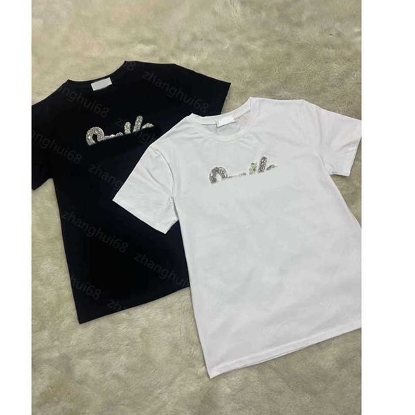 23ss tee womens t-shirt womens designer clothing round neck pure cotton beaded with diamonds and pearls short sleeve t-shirt womens clothes, White
23ss tee womens t-shirt womens designer clothing round neck pure cotton beaded with diamonds and pearls short sleeve t-shirt womens clothes, White