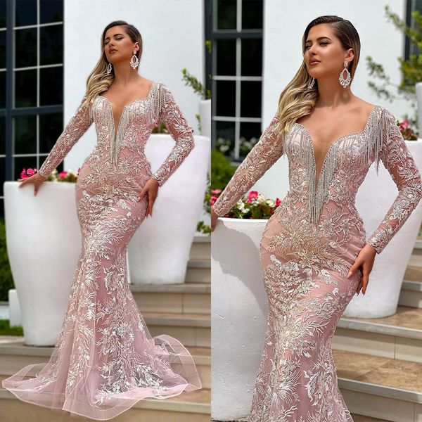pink mermaid evening dress deep veck beading tassels appliques party dresses custom made glitter floor length prom gowns, Black
pink mermaid evening dress deep veck beading tassels appliques party dresses custom made glitter floor length prom gowns, Black