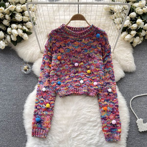 2023 women's sweaters fashion sweet girls colorful hairball design coarse yarn knitted pullover sweater women long sleeve short jumper, White;black
2023 women's sweaters fashion sweet girls colorful hairball design coarse yarn knitted pullover sweater women long sleeve short jumper, White;black