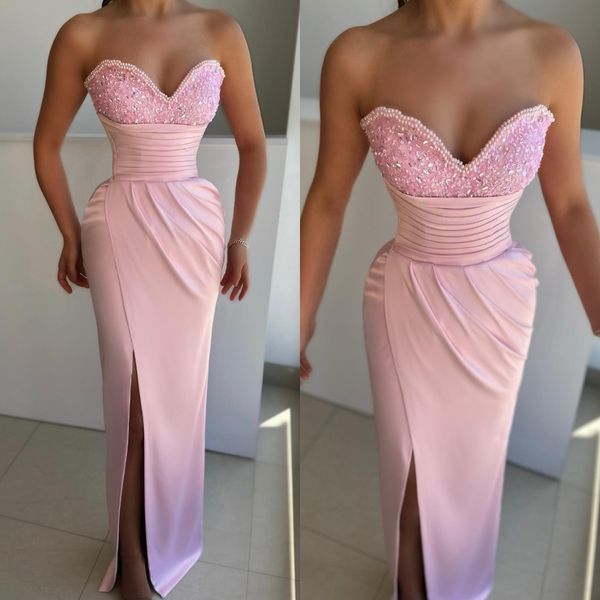elegant pink evening gown pearls sequins sweetheart split party prom dresses sweep train formal long dress for red carpet special occasion, Black;red
elegant pink evening gown pearls sequins sweetheart split party prom dresses sweep train formal long dress for red carpet special occasion, Black;red