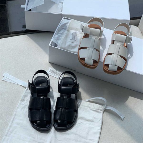 the row 2023 niche the * row genuine leather hollow baotou caligae spring and summer new comfortable buckle flat sandals for women, Black
the row 2023 niche the * row genuine leather hollow baotou caligae spring and summer new comfortable buckle flat sandals for women, Black