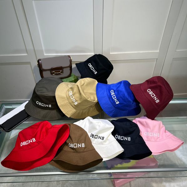 

Stylish Woman's Bucket Hat Designer Men's Stingy Brim Hats Travel Casual Caps with Letters 10 Colors, C1