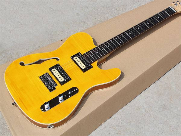 custom shop yellow telecater jazz electric guitar 2 humbucker pickups flame maple emi hollow body round jack rosewood fingerboard f hole
custom shop yellow telecater jazz electric guitar 2 humbucker pickups flame maple emi hollow body round jack rosewood fingerboard f hole