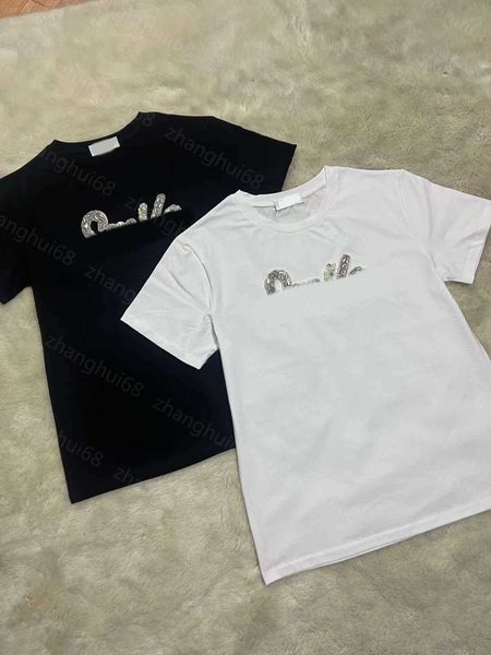 23ss tee womens t-shirt womens designer clothing round neck pure cotton beaded with diamonds and pearls short sleeve t-shirt womens clothes, White
23ss tee womens t-shirt womens designer clothing round neck pure cotton beaded with diamonds and pearls short sleeve t-shirt womens clothes, White