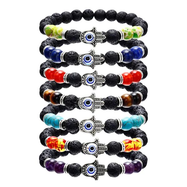 hamsa hand of fatim charm lava rock beads bracelets for women men evil blue eye essential oil diffuser 7 chakra stone diy jewelry, Black
hamsa hand of fatim charm lava rock beads bracelets for women men evil blue eye essential oil diffuser 7 chakra stone diy jewelry, Black