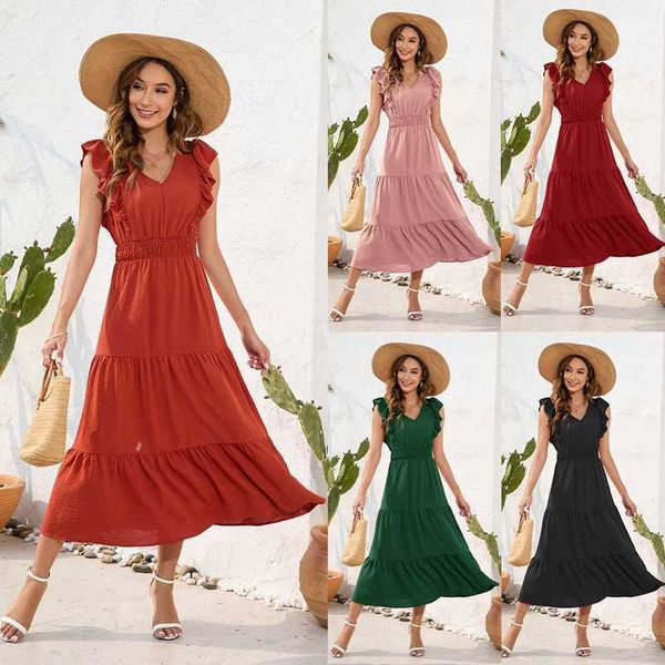 v-neck high waist cake dress long dress leisure holiday tourism dress, Black;gray
v-neck high waist cake dress long dress leisure holiday tourism dress, Black;gray