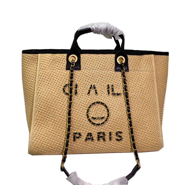 summer straw large capacity designer beach shopping bag woven tote gold matelasse chain women jumbo shoulder handbag outdoor fashion trends
summer straw large capacity designer beach shopping bag woven tote gold matelasse chain women jumbo shoulder handbag outdoor fashion trends