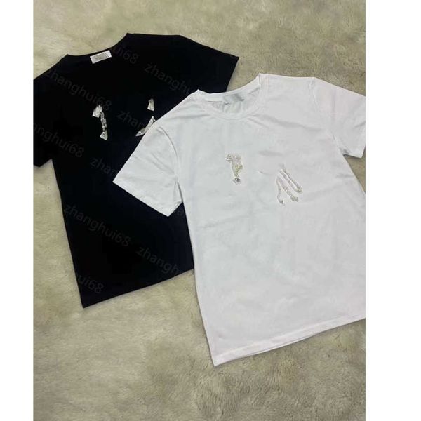 23ss womens t-shirt womens designer clothing tee round neck pure cotton beaded diamond logo flower short sleeve t-shirt womens clothes a1, White
23ss womens t-shirt womens designer clothing tee round neck pure cotton beaded diamond logo flower short sleeve t-shirt womens clothes a1, White