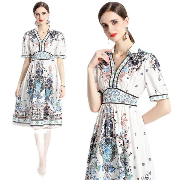 summer graceful print white midi dress 2023 luxury designer women short sleeve lapel slim party ruched retro floral dresses ballgown robes v, Black;gray
summer graceful print white midi dress 2023 luxury designer women short sleeve lapel slim party ruched retro floral dresses ballgown robes v, Black;gray