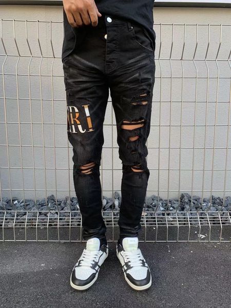 amir2023 brand mens black jeans designers brand logo broken hole skinny denim runway skeleton vintage tiger, Blue
amir2023 brand mens black jeans designers brand logo broken hole skinny denim runway skeleton vintage tiger, Blue