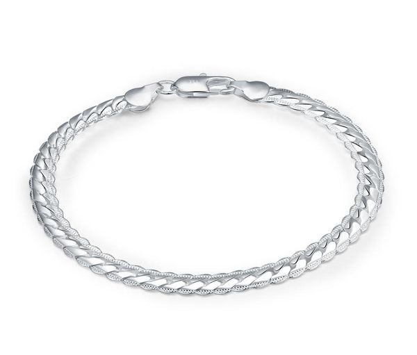 925 silver plated bracelets 5mm flat chain bracelet simple geometry bangle chain bracelets men jewelry h1997700190, Black
925 silver plated bracelets 5mm flat chain bracelet simple geometry bangle chain bracelets men jewelry h1997700190, Black