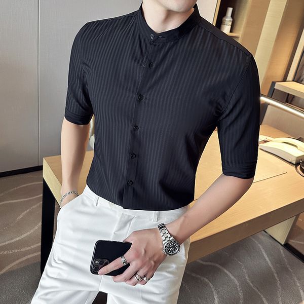 summer shirt fashion men clothing short seeve casual black white shirts, White;black
summer shirt fashion men clothing short seeve casual black white shirts, White;black