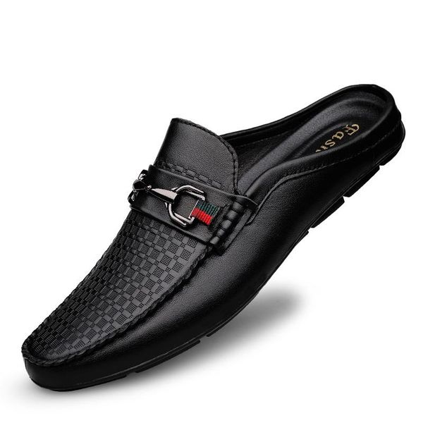 summer genuine leather casual slip on half shoes for men loafers flats slippers, Black
summer genuine leather casual slip on half shoes for men loafers flats slippers, Black