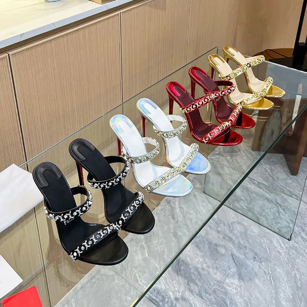 leather crystal embellished strap slippers mules shoes 10cm rhinestone spool heel shoes stud buckle embellished women's heels luxury de, Black
leather crystal embellished strap slippers mules shoes 10cm rhinestone spool heel shoes stud buckle embellished women's heels luxury de, Black
