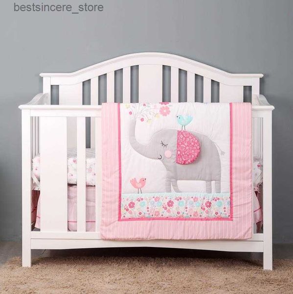 3 pcs baby crib bedding set pink elephant including quilt crib sheet crib skirt l230522
3 pcs baby crib bedding set pink elephant including quilt crib sheet crib skirt l230522