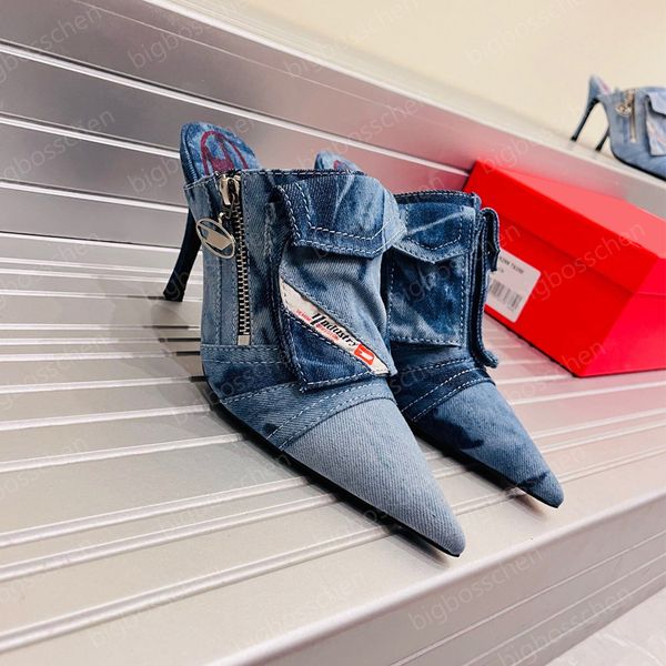 luxury designer high heels ladies formal shoes italian brand fashion denim pocket decorated pointed sandals washed retro hollow zipper lazy, Black
luxury designer high heels ladies formal shoes italian brand fashion denim pocket decorated pointed sandals washed retro hollow zipper lazy, Black