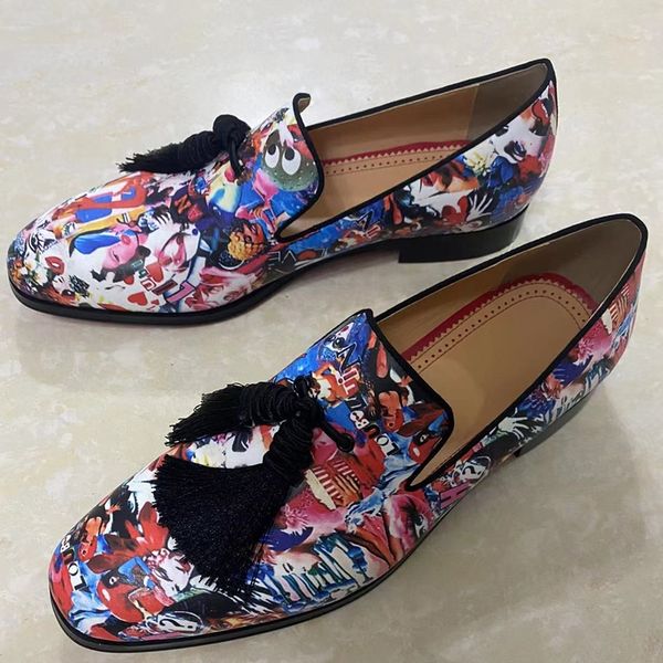 new fashion genuine leather mens graffiti shoes luxury designer tassel loafers handmade slip on summer casual shoes for man, Black
new fashion genuine leather mens graffiti shoes luxury designer tassel loafers handmade slip on summer casual shoes for man, Black