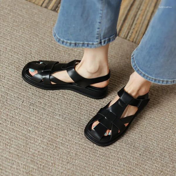 sandals 2023 summer women shoes square toe low heel solid casual cow leather flat with for roman, Black
sandals 2023 summer women shoes square toe low heel solid casual cow leather flat with for roman, Black