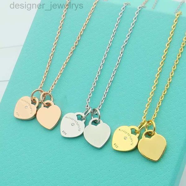 love heart pendant necklace with diamonds designer jewelry womens necklaces as gift with blue box, Silver
love heart pendant necklace with diamonds designer jewelry womens necklaces as gift with blue box, Silver