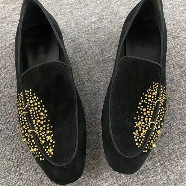 luxury gold rhinestone shoes men suede loafers fashion handmade mens rivet shoes slip on casual flats party and prom shoes, Black
luxury gold rhinestone shoes men suede loafers fashion handmade mens rivet shoes slip on casual flats party and prom shoes, Black