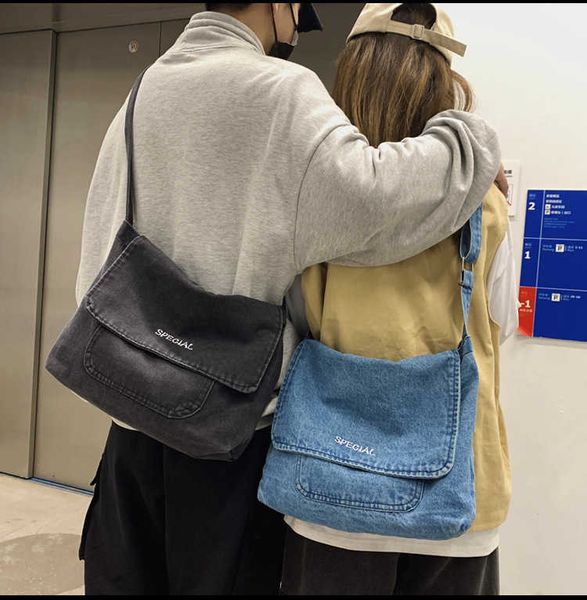 new diagonal denim bag men's and women's canvas satchel literature student schoolbag simple study bag
new diagonal denim bag men's and women's canvas satchel literature student schoolbag simple study bag