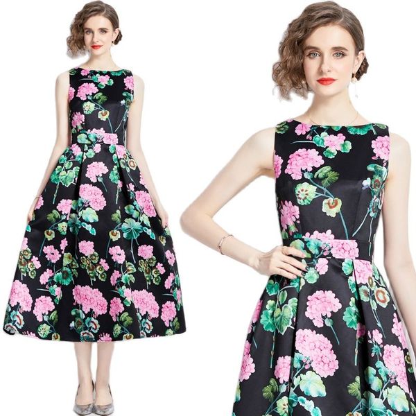 summer sleeveless midi black dress floral print women designer designer o-neck slim ruched flare hem tank dresses ballgown 2023 female vacat, Black;gray
summer sleeveless midi black dress floral print women designer designer o-neck slim ruched flare hem tank dresses ballgown 2023 female vacat, Black;gray