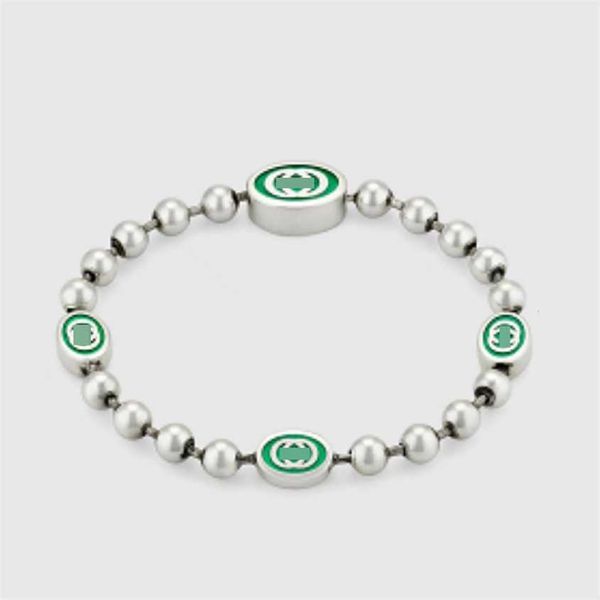2023 gujia 925 sterling silver classic double interlocking green enamel g family bracelet round bead couple same ornament, Black
2023 gujia 925 sterling silver classic double interlocking green enamel g family bracelet round bead couple same ornament, Black