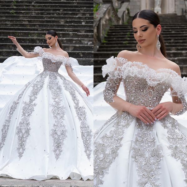 gorgeous ball gown wedding dresses strapless art deco-inspired neck pearls applicants chapel gown backless custom made plus size bridal gown, White
gorgeous ball gown wedding dresses strapless art deco-inspired neck pearls applicants chapel gown backless custom made plus size bridal gown, White