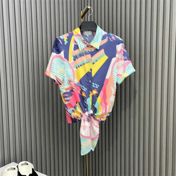 fashion designers shirts printed knotted blouse customized twill material with latest spring 24 print elements knotted short sleeve designe, White
fashion designers shirts printed knotted blouse customized twill material with latest spring 24 print elements knotted short sleeve designe, White