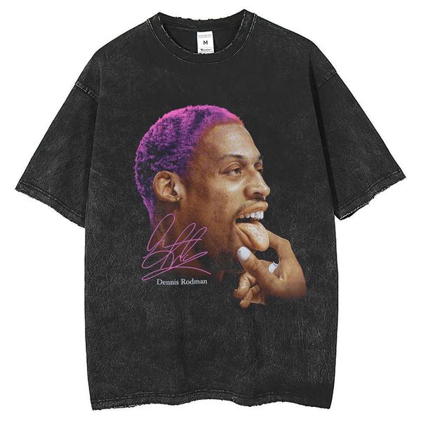 vintage fashion brand american short t-shirt dennis rodman printed t-shirt washed and worn loose fit men, White;black
vintage fashion brand american short t-shirt dennis rodman printed t-shirt washed and worn loose fit men, White;black