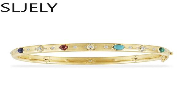 sljely fashion s925 sterling silver yellow gold color roma dainty multicolor stone bangle women monaco brand bracelet jewelry5407911, Golden;silver
sljely fashion s925 sterling silver yellow gold color roma dainty multicolor stone bangle women monaco brand bracelet jewelry5407911, Golden;silver