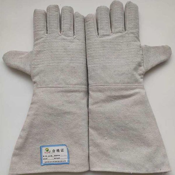 Image of Extended canvas 24 line welding double layer gloves Labor protection welding operation welding gloves
