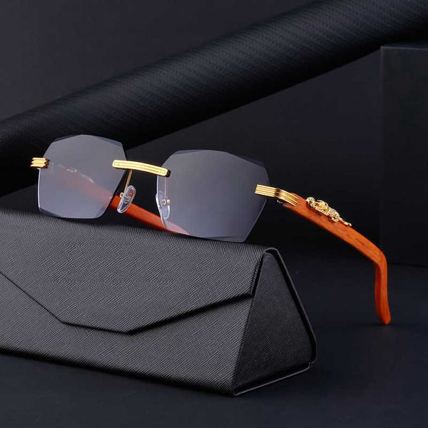 designer of wood grain leopard mirror leg box for men's frameless cut edge driving sunglasses, White;black
designer of wood grain leopard mirror leg box for men's frameless cut edge driving sunglasses, White;black