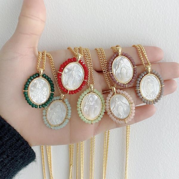 necklaces crtsyal beads mary virgen de guadalupe milagrosa shell pendants gold plated gold chain necklace, Silver
necklaces crtsyal beads mary virgen de guadalupe milagrosa shell pendants gold plated gold chain necklace, Silver
